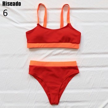 Riseado Sexy Push Up Bikinis Set High Waist Swimsuit Swimwear Women 2021 Patchwork biquini Ribbed Bathing Suits Summer Beachwear